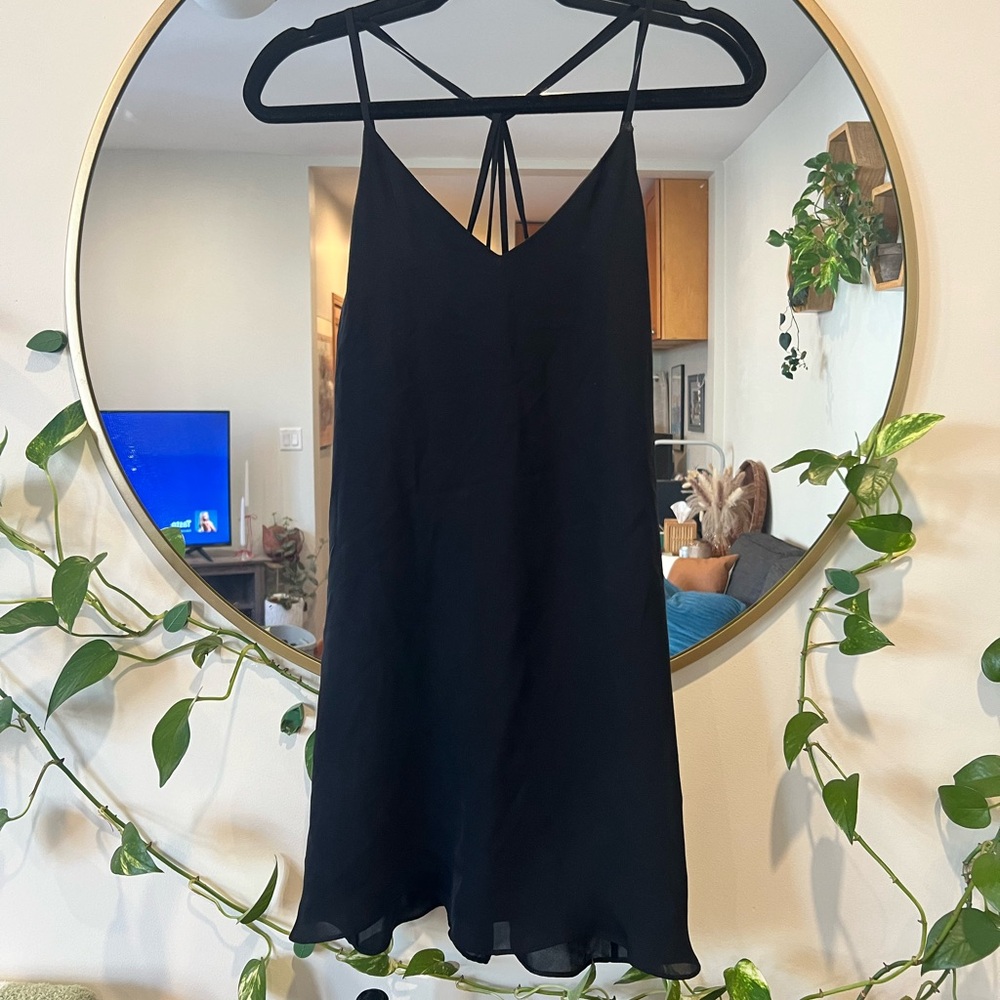 Alice + Olivia black shift slip dress